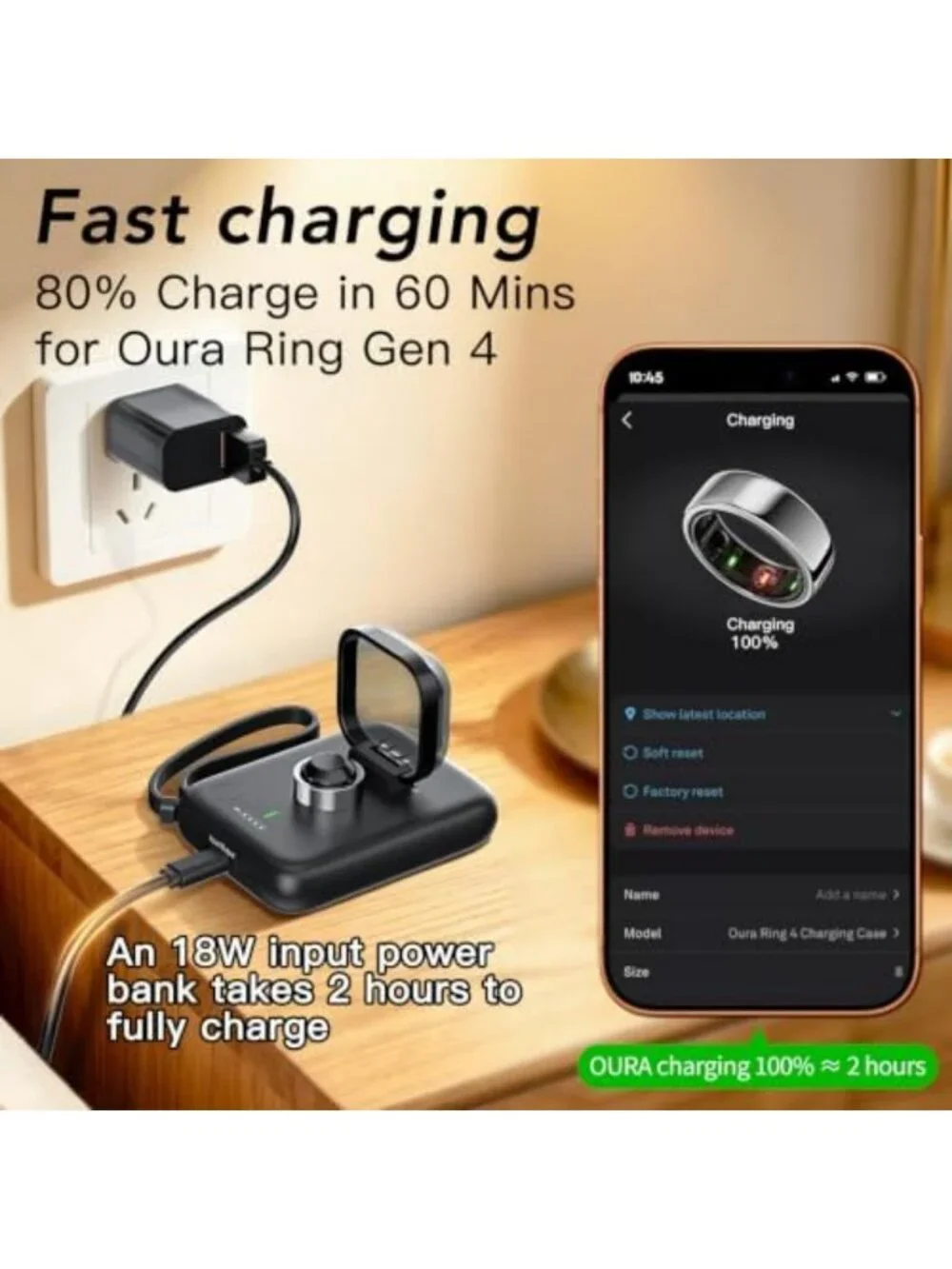 Portable Charging Case for Oura Ring 4 | 5000mAh Power Bank & USB-C Travel